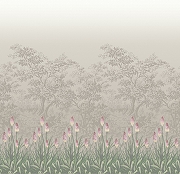 Фреска Ortograf Oasis 32711 Фактура флок FLK Флизелин (2,8*2,7) Бежевый/Розовый/Зеленый, Деревья/Цветы-1