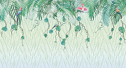 Фреска Ortograf Oasis 32736 Фактура бархат FX Флизелин (5*2,7) Зеленый, Листья/Птицы-1
