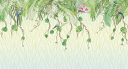 Фреска Ortograf Oasis 32737 Фактура бархат FX Флизелин (5*2,7) Зеленый/Бежевый, Листья/Птицы-1