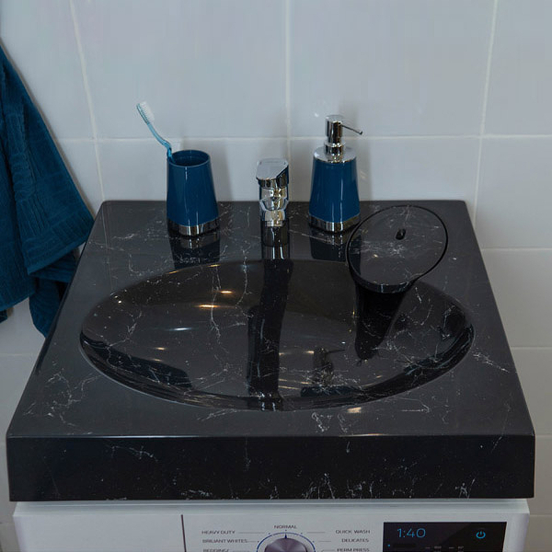 Раковина Stella Polar Миро 60 SP-00000840 на стиральную машину Черный мрамор