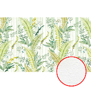 Фреска Ortograf Oasis 32718 Фактура бархат FX Флизелин (4,5*2,7) Зеленый/Белый, Листья/Полоса