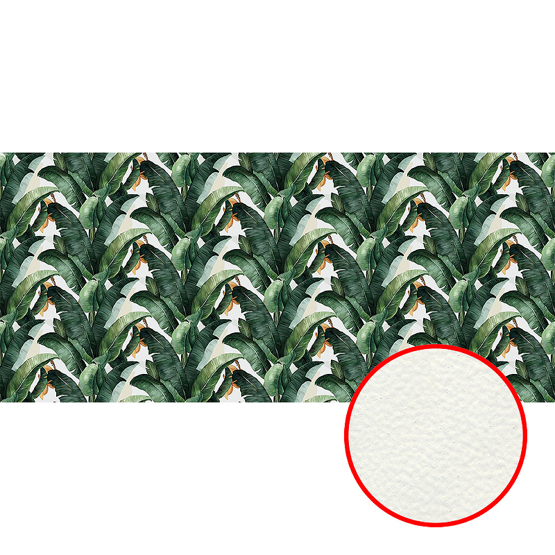 Фреска Ortograf Oasis 32766 Фактура флок FLK Флизелин (6*2,7) Белый/Зеленый, Листья фреска ortograf oasis 32771 фактура флок flk флизелин 2 2 7 белый голубой зеленый листья