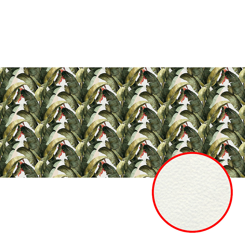 Фреска Ortograf Oasis 32767 Фактура флок FLK Флизелин (6*2,7) Белый/Зеленый, Листья
