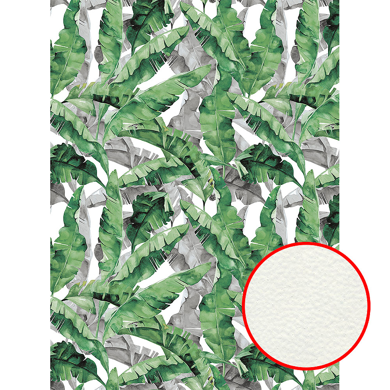 Фреска Ortograf Oasis 32769 Фактура флок FLK Флизелин (2*2,7) Белый/Зеленый/Серый, Листья 32769