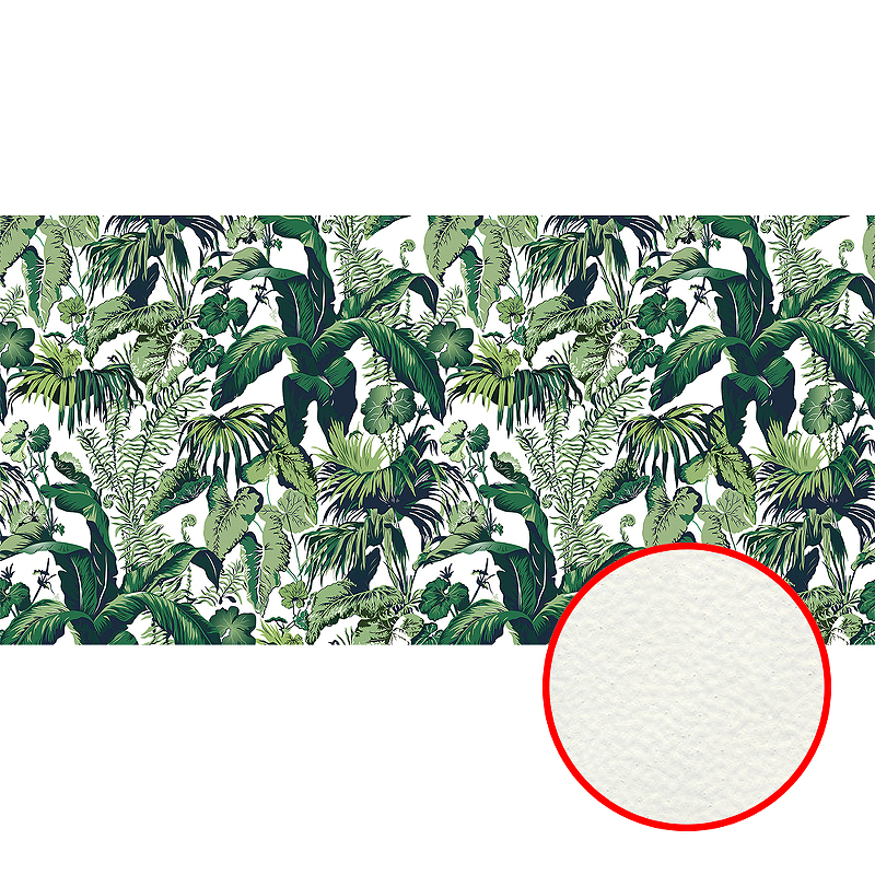 Фреска Ortograf Oasis 32750 Фактура флок FLK Флизелин (5,5*2,7) Белый/Зеленый, Листья