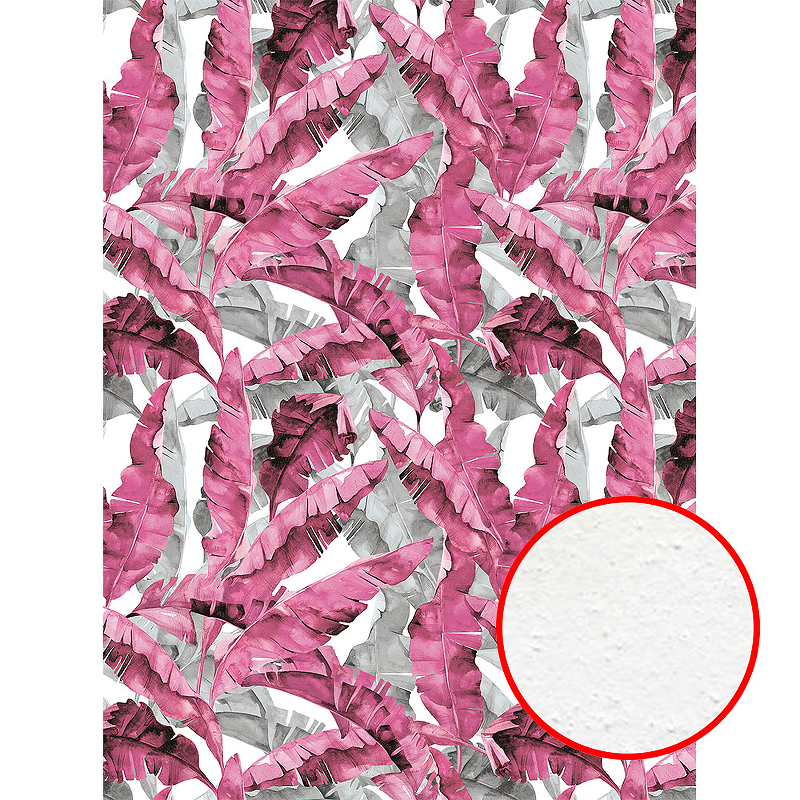 Фреска Ortograf Oasis 32770 Фактура бархат FX Флизелин (2*2,7) Белый/Розовый/Серый, Листья