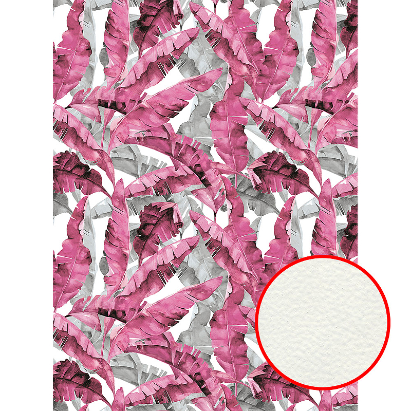 Фреска Ortograf Oasis 32770 Фактура флок FLK Флизелин (2*2,7) Белый/Розовый/Серый, Листья