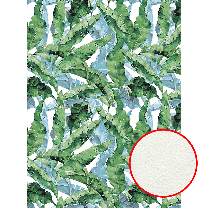 Фреска Ortograf Oasis 32771 Фактура флок FLK Флизелин (2*2,7) Белый/Голубой/Зеленый, Листья