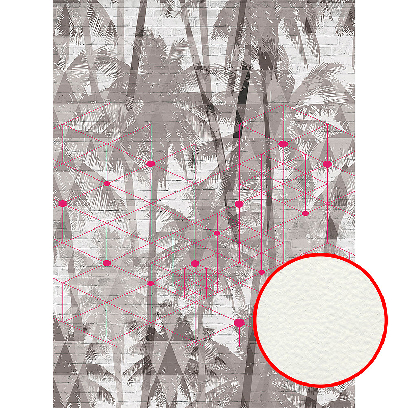 Фреска Ortograf Oasis 32774 Фактура флок FLK Флизелин (2*2,7) Серый/Розовый, Деревья/Геометрия