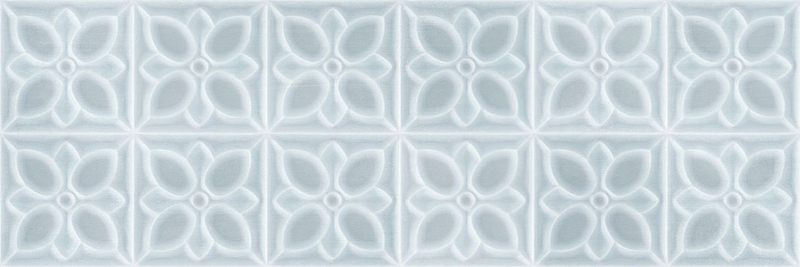 Керамическая плитка Meissen Lissabon рельеф квадраты сине-зелёный LBU333D настенная 25х75 см