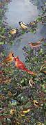 Фреска Ortograf Paradise 32218 Фактура бархат FX Флизелин (1*2,7) Разноцветный, Птицы/Листья-1