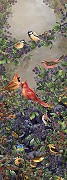 Фреска Ortograf Paradise 32219 Фактура флок FLK Флизелин (1*2,7) Разноцветный, Птицы/Листья-1