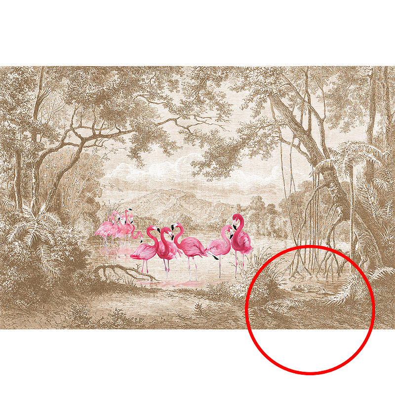 Фреска Ortograf Paradise 32237 Фактура флора FLN Флизелин (3,6*2,4) Бежевый/Розовый, Деревья/Птицы