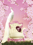 Фреска Ortograf Paradise 32229 Фактура бархат FX Флизелин (2*2,7) Розовый/Белый, Птицы/Цветы-1