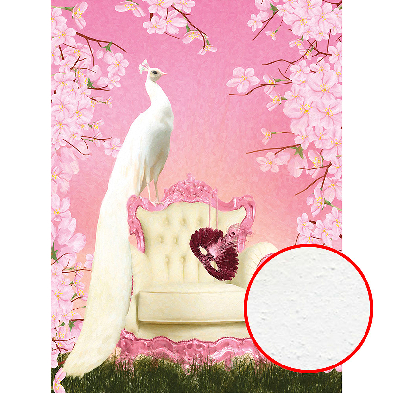 Фреска Ortograf Paradise 32229 Фактура бархат FX Флизелин (2*2,7) Розовый/Белый, Птицы/Цветы
