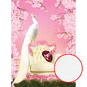 Фреска Ortograf Paradise 32229 Фактура бархат FX Флизелин (2*2,7) Розовый/Белый, Птицы/Цветы