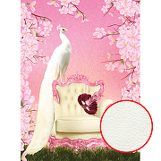 Фреска Ortograf Paradise 32229 Фактура флок FLK Флизелин (2*2,7) Розовый/Белый, Птицы/Цветы