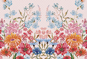 Фреска Ortograf Flower Dreams 31610 Фактура флок FLK Флизелин (4*2,7) Розовый/Голубой, Цветы/Геометрия-1