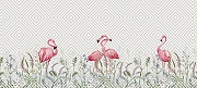 Фреска Ortograf Paradise 32254 Фактура флок FLK Флизелин (6*2,7) Серый/Розовый/Зеленый, Геометрия/Птицы/Цветы-1