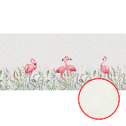 Фреска Ortograf Paradise 32254 Фактура флок FLK Флизелин (6*2,7) Серый/Розовый/Зеленый, Геометрия/Птицы/Цветы