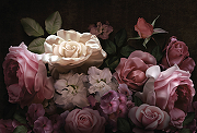 Фреска Ortograf Flower Dreams 31629 Фактура бархат FX Флизелин (4*2,7) Черный/Розовый, Цветы-1