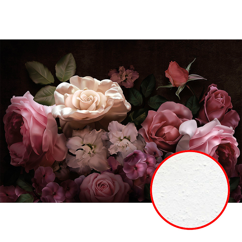 цена Фреска Ortograf Flower Dreams 31629 Фактура бархат FX Флизелин (4*2,7) Черный/Розовый, Цветы