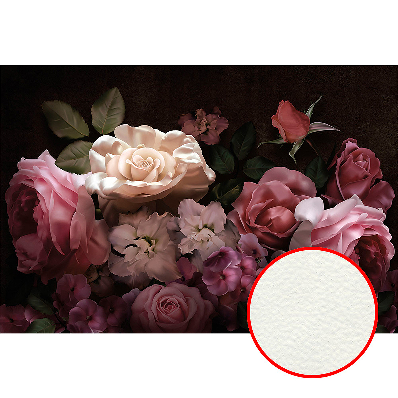 цена Фреска Ortograf Flower Dreams 31629 Фактура флок FLK Флизелин (4*2,7) Черный/Розовый, Цветы