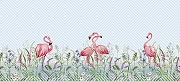 Фреска Ortograf Paradise 32256 Фактура флок FLK Флизелин (6*2,7) Голубой/Розовый/Зеленый, Геометрия/Птицы/Цветы-1