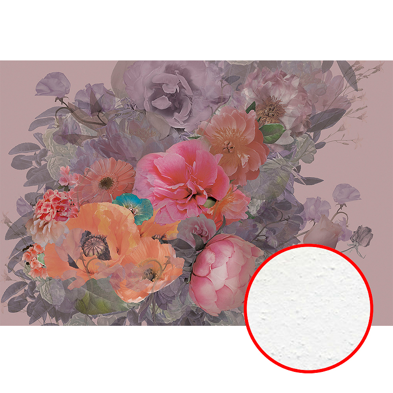 цена Фреска Ortograf Flower Dreams 31612 Фактура бархат FX Флизелин (4*2,7) Розовый/Сиреневый, Цветы