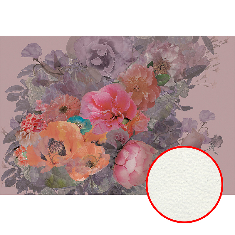 цена Фреска Ortograf Flower Dreams 31612 Фактура флок FLK Флизелин (4*2,7) Розовый/Сиреневый, Цветы