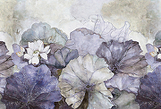 Фреска Ortograf Flower Dreams 31636 Фактура флок FLK Флизелин (4*2,7) Бежевый/Фиолетовый, Цветы-1
