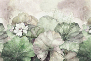 Фреска Ortograf Flower Dreams 31637 Фактура флок FLK Флизелин (4*2,7) Бежевый/Зеленый, Цветы-1
