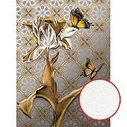 Фреска Ortograf Flower Dreams 31661 Фактура бархат FX Флизелин (2*2,7) Серый/Бежевый/Золото, Цветы/Бабочки