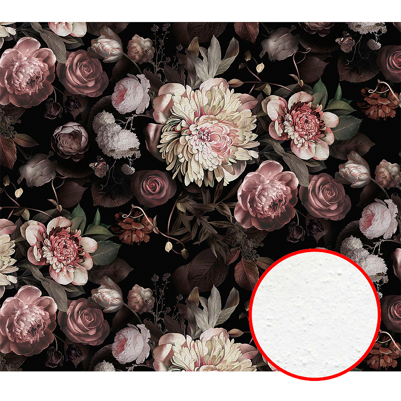 Фреска Ortograf Flower Dreams 31615 Фактура бархат FX Флизелин (3,1*2,7) Черный/Розовый, Цветы