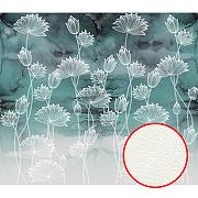 Фреска Ortograf Flower Dreams 31606 Фактура флок FLK Флизелин (3,1*2,7) Бирюзовый/Белый, Цветы