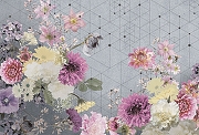 Фреска Ortograf Flower Dreams 31618 Фактура флок FLK Флизелин (4*2,7) Серый/Разноцветный, Цветы/Геометрия-1