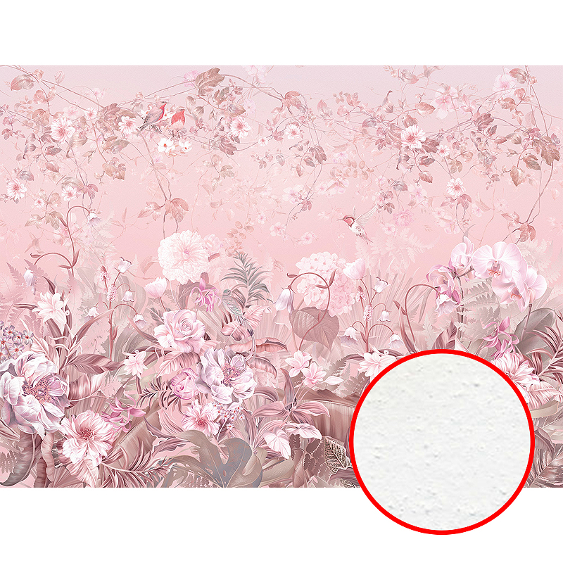 Фреска Ortograf Flower Dreams 31624 Фактура бархат FX Флизелин (3,6*2,7) Розовый, Цветы
