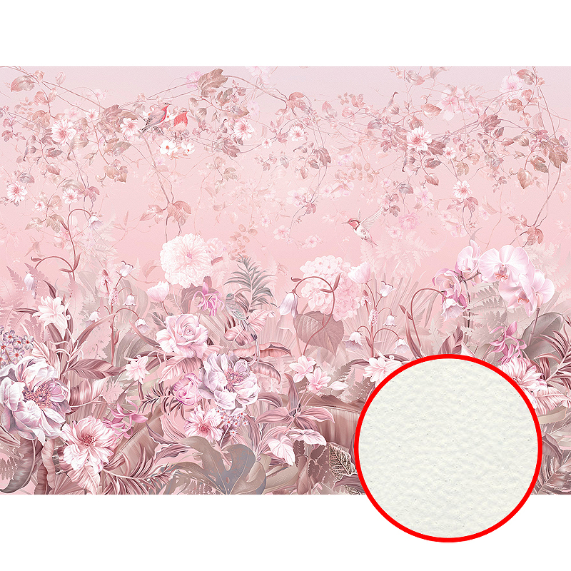 цена Фреска Ortograf Flower Dreams 31624 Фактура флок FLK Флизелин (3,6*2,7) Розовый, Цветы