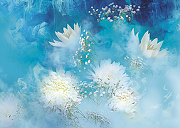 Фреска Ortograf Flower Dreams 31603 Фактура флок FLK Флизелин (3,8*2,7) Голубой/Белый, Цветы-1