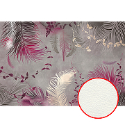 Фреска Ortograf Levity 33352 Фактура флок FLK Флизелин (4*2,7) Серый/Розовый, Листья/Перья