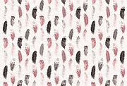Фреска Ortograf Levity 33396 Фактура флок FLK Флизелин (4*2,7) Белый/Розовый/Черный, Перья/Геометрия-1