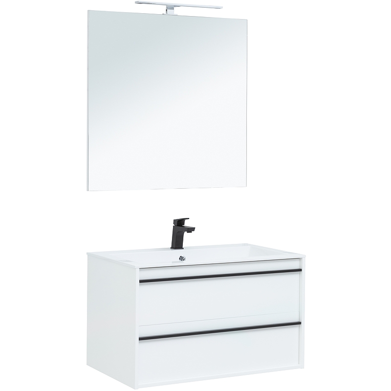Комплект мебели для ванной Aquanet Lino 90 271957 подвесной Белый матовый зеркало aquanet lino 90 253908 белое матовое