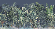 Фреска Ortograf Its Jungle 33668 Фактура флок FLK Флизелин (5*2,7) Синий/Зеленый, Деревья/Листья-1