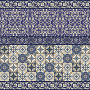 Фреска Ortograf Arabesque 33436 Фактура флок FLK Флизелин (2*2) Синий/Бежевый/Белый, Орнамент-1