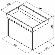 Тумба с раковиной Aquanet Nova Lite 75 245243 подвесная Белая глянцевая-8