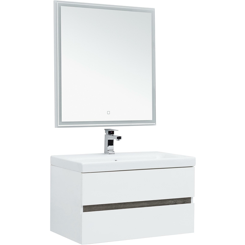 Комплект мебели для ванной Aquanet Беркли 80 258909 подвесной Белый Дуб рошелье комплект мебели для ванной aquanet гласс 80 240465 подвесной белый
