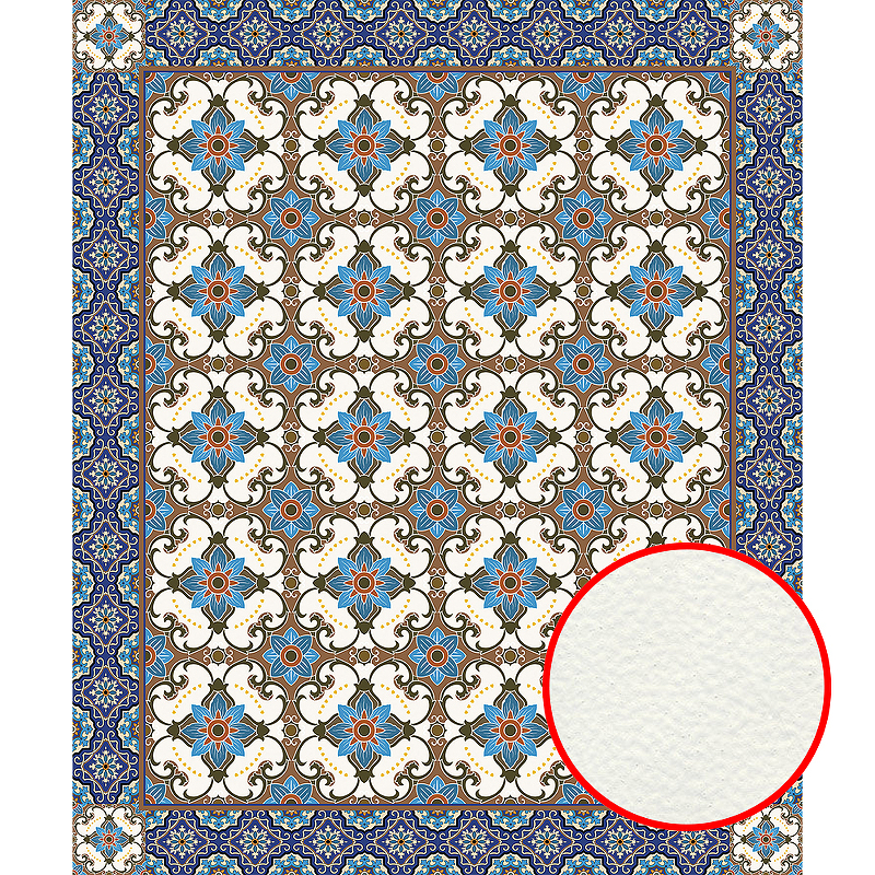 Фреска Ortograf Arabesque 33435 Фактура флок FLK Флизелин (2*2,4) Синий/Коричневый/Белый, Орнамент
