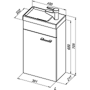 Тумба с раковиной Aquanet Нота 40 L 254044 подвесная Белая-6