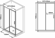 Душевая дверь Ravak Blix Slim BLSDP2-110 X0PMD0300Z1 профиль Черный матовый стекло Transparent-4