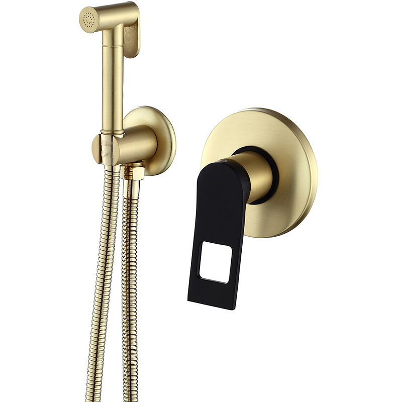 Гигиенический душ со смесителем Bronze de Luxe Element EL28GB Матовое золото Черный гигиенический душ со смесителем bronze de luxe scandi 701b черный матовый